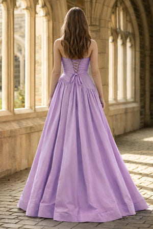 Fuchsia Strapless Taffeta A - line Long Formal Dress - KissProm