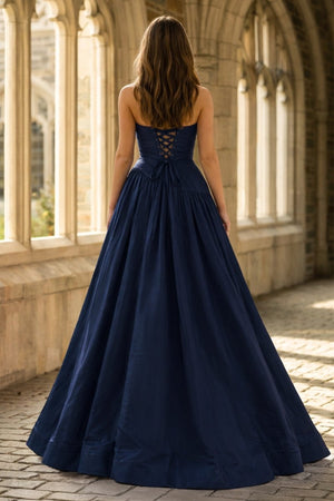 Fuchsia Strapless Taffeta A - line Long Formal Dress - KissProm