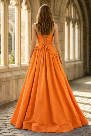 Fuchsia Strapless Taffeta A - line Long Formal Dress - KissProm