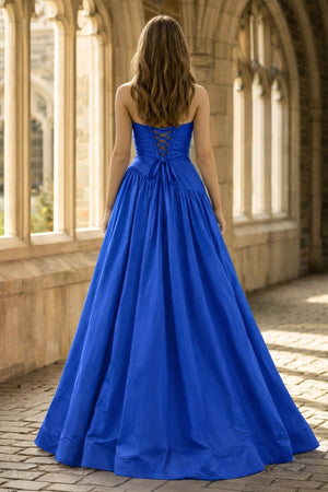 Fuchsia Strapless Taffeta A - line Long Formal Dress - KissProm