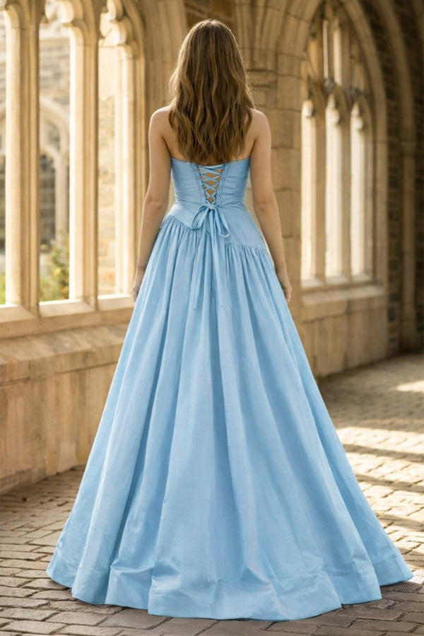 Fuchsia Strapless Taffeta A - line Long Formal Dress - KissProm