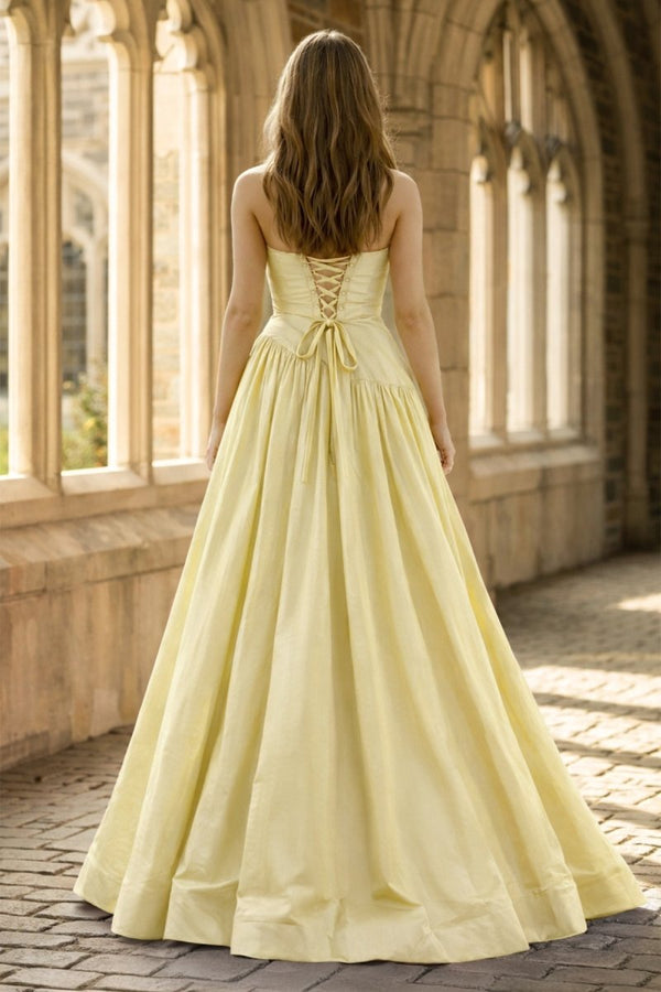 Fuchsia Strapless Taffeta A - line Long Formal Dress - KissProm