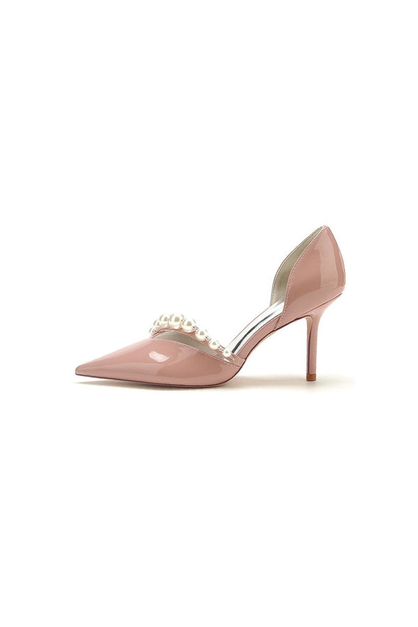 Black Elegant High Heels with Pearl Decoration - KissProm