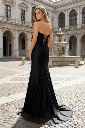 Royal Blue Sweetheart Satin Mermaid Long Prom Dresses with Beading - KissProm