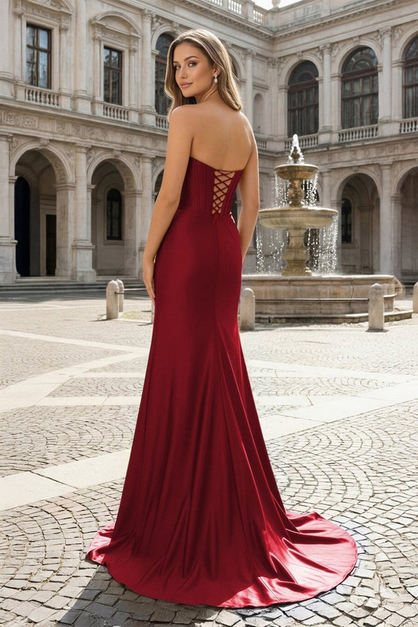Royal Blue Sweetheart Satin Mermaid Long Prom Dresses with Beading - KissProm