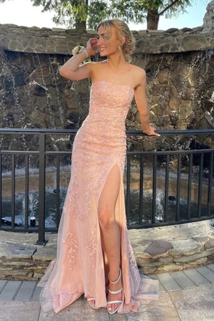 Mermaid Strapless Lace Long Prom Dress with Slit – Prom Dress by KissProm | Available at KissProm