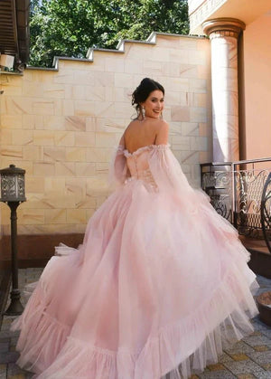 Pink Bohemian Unique  Sweetheart Long-Sleeve Wedding Dresses – Wedding Dresses by KissProm | Available at KissProm