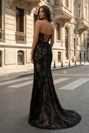 Mermaid Sweetheart Lace Prom Dress with Slit - KissProm