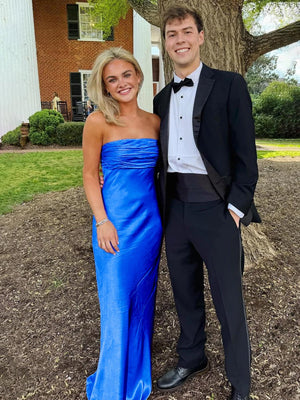Ruched Strapless Pink Long Prom Dress – Prom Dresses by KissProm | Available at KissProm