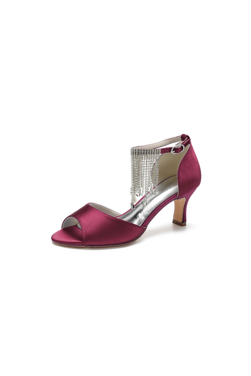 Cocktail Open Toe Tassel Strap Chunky Heels - KissProm