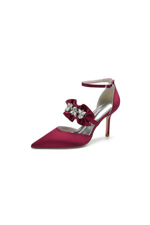Cocktail Pointed Toe Crystal Buckle Strap High Heels - KissProm
