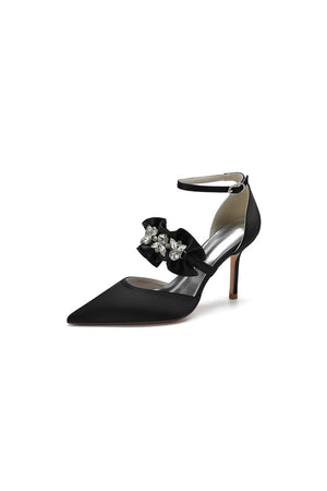 Cocktail Pointed Toe Crystal Buckle Strap High Heels - KissProm
