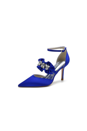Cocktail Pointed Toe Crystal Buckle Strap High Heels - KissProm