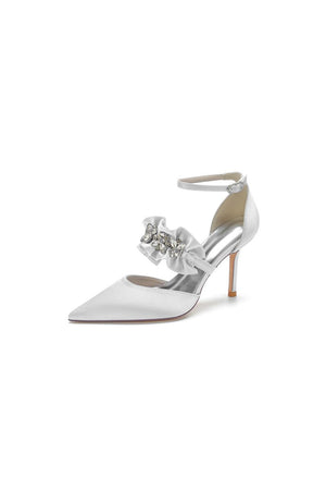 Cocktail Pointed Toe Crystal Buckle Strap High Heels - KissProm
