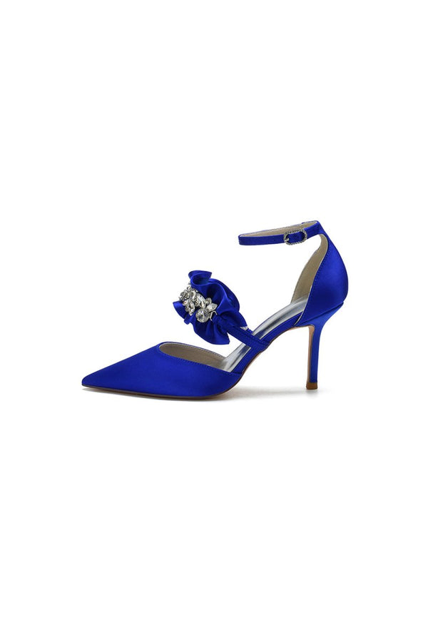 Cocktail Pointed Toe Crystal Buckle Strap High Heels - KissProm