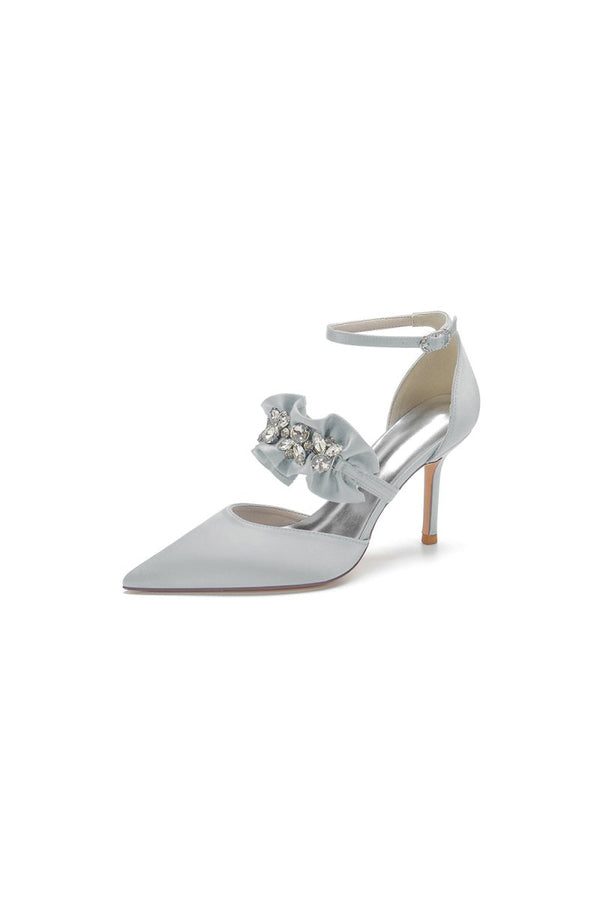 Cocktail Pointed Toe Crystal Buckle Strap High Heels - KissProm