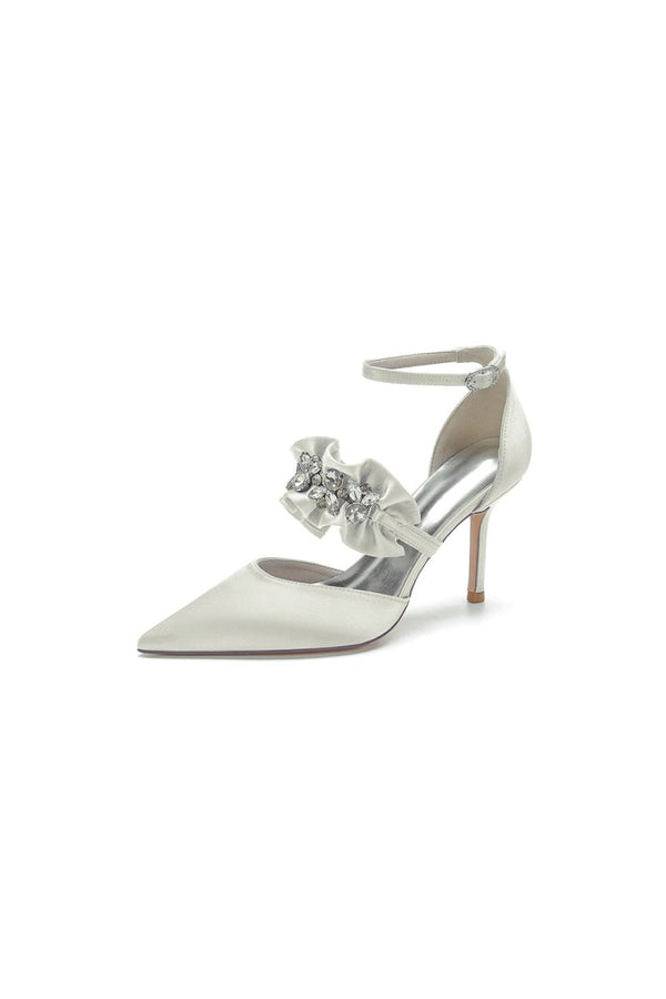 Cocktail Pointed Toe Crystal Buckle Strap High Heels - KissProm