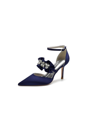 Cocktail Pointed Toe Crystal Buckle Strap High Heels - KissProm