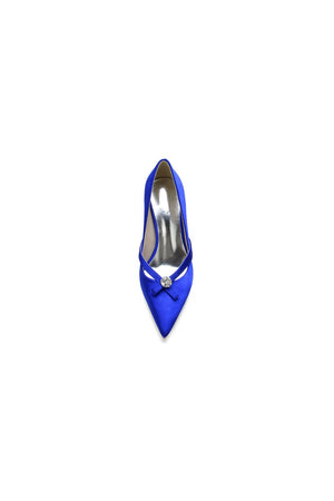 Crystal Bow Tie Pointed Toe High Heels - KissProm