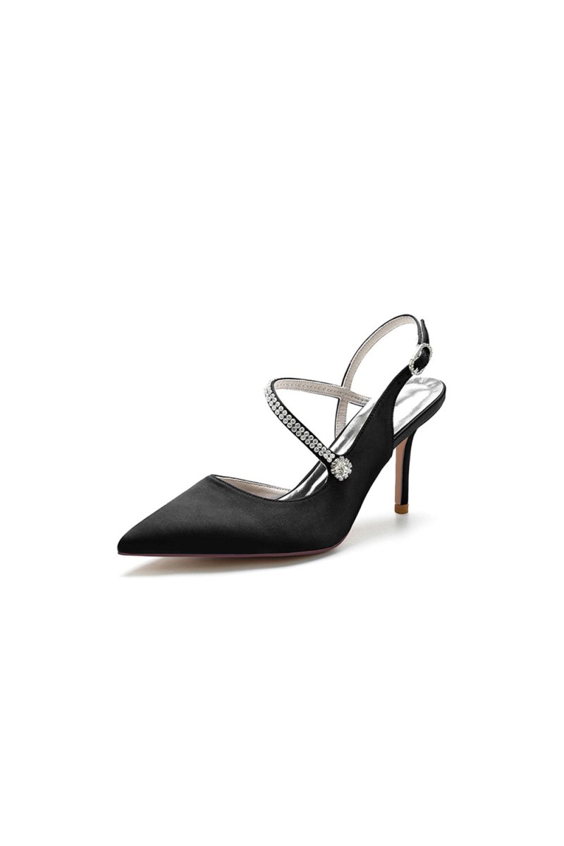 Crystal Strap Pointed Toe Stiletto Heel Shoes - KissProm