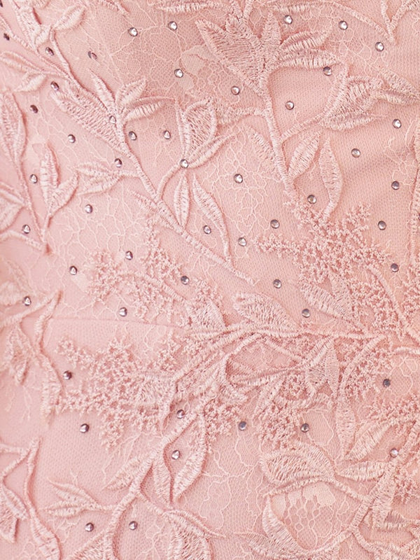 Damaris | Pink Tight Short Lace Homecoming Dress with Appliques - KissProm