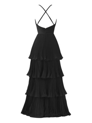 Dark Green A-Line Tiered Floor Length Chiffon Bridesmaid Dress – Prom Dress by KissProm | Available at KissProm