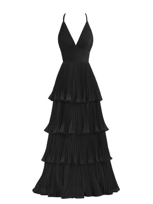Dark Green A-Line Tiered Floor Length Chiffon Bridesmaid Dress – Prom Dress by KissProm | Available at KissProm