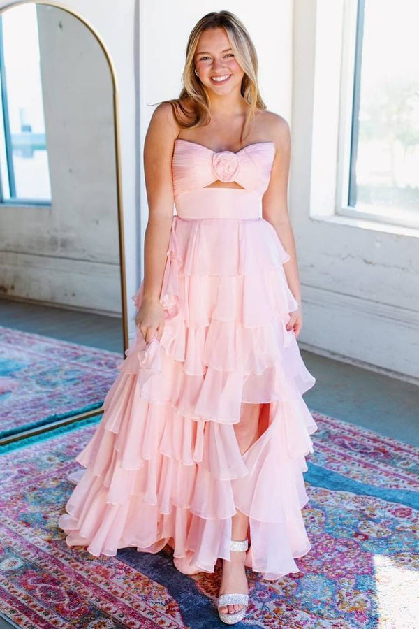 A-Line Strapless Strapless Layered Chiffon Sleeveless Formal Prom Dress – Prom Dresses by KissProm | Available at KissProm