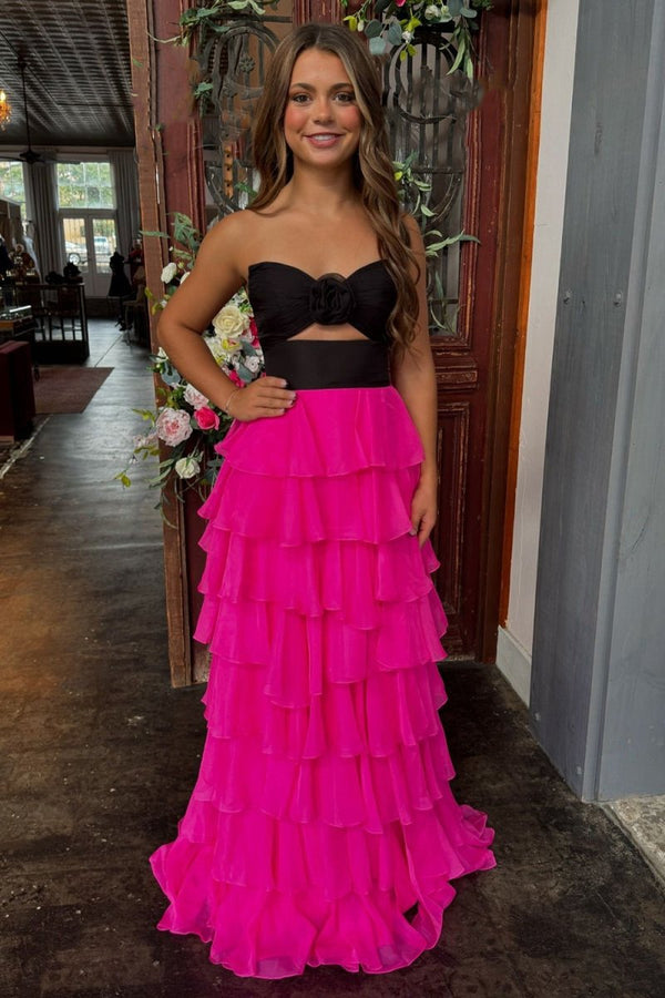 A-Line Strapless Strapless Layered Chiffon Sleeveless Formal Prom Dress – Prom Dresses by KissProm | Available at KissProm