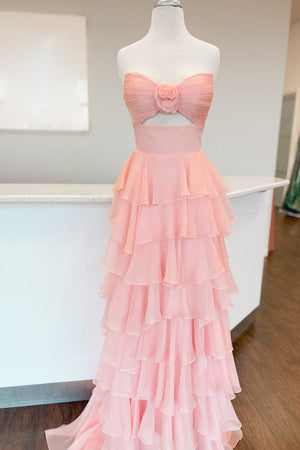 A-Line Strapless Strapless Layered Chiffon Sleeveless Formal Prom Dress – Prom Dresses by KissProm | Available at KissProm