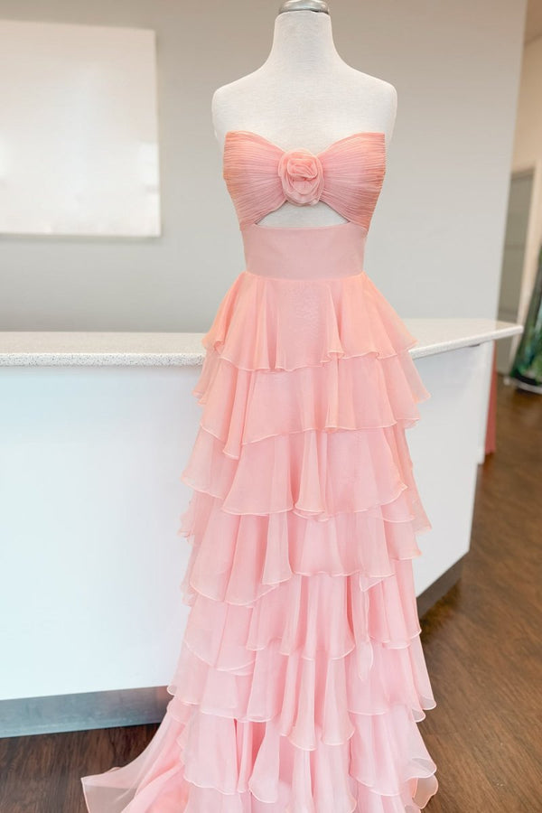 A-Line Strapless Strapless Layered Chiffon Sleeveless Formal Prom Dress – Prom Dresses by KissProm | Available at KissProm