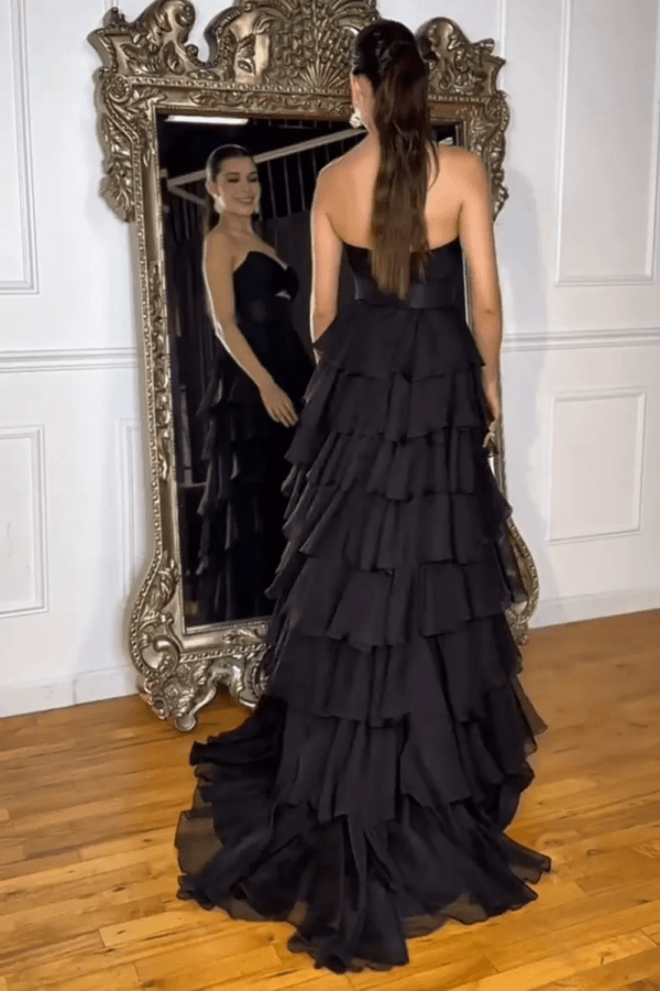 A-Line Strapless Strapless Layered Chiffon Sleeveless Formal Prom Dress – Prom Dresses by KissProm | Available at KissProm