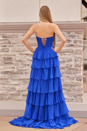 A-Line Strapless Strapless Layered Chiffon Sleeveless Formal Prom Dress – Prom Dresses by KissProm | Available at KissProm