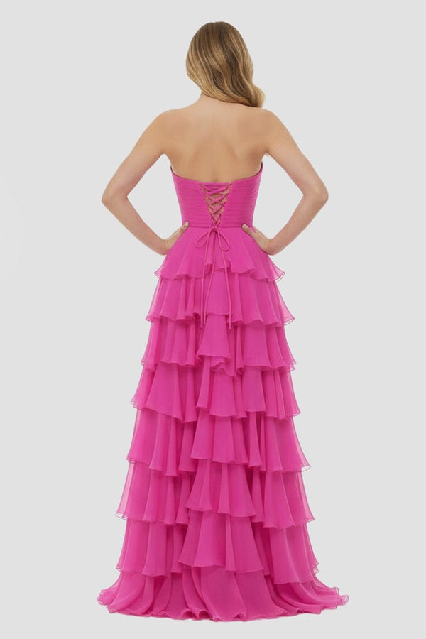 A-Line Strapless Strapless Layered Chiffon Sleeveless Formal Prom Dress – Prom Dresses by KissProm | Available at KissProm