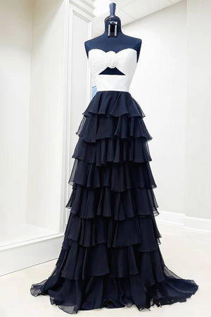 A-Line Strapless Strapless Layered Chiffon Sleeveless Formal Prom Dress – Prom Dresses by KissProm | Available at KissProm