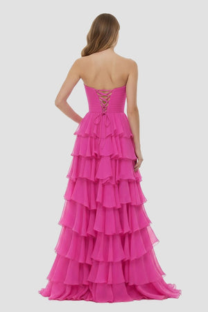 A-Line Strapless Strapless Layered Chiffon Sleeveless Formal Prom Dress – Prom Dresses by KissProm | Available at KissProm