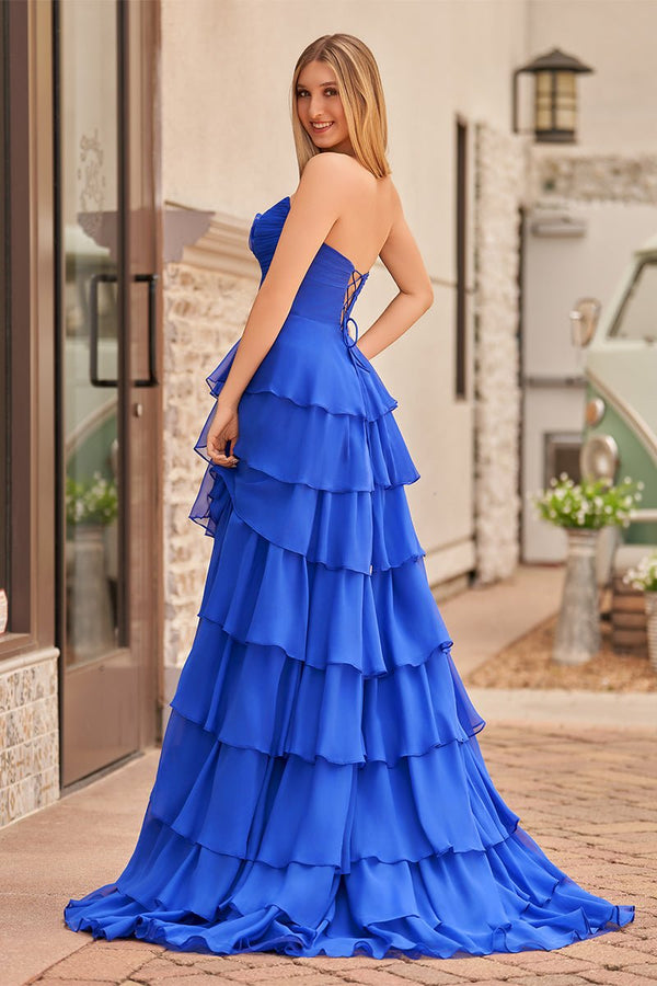 A-Line Strapless Strapless Layered Chiffon Sleeveless Formal Prom Dress – Prom Dresses by KissProm | Available at KissProm