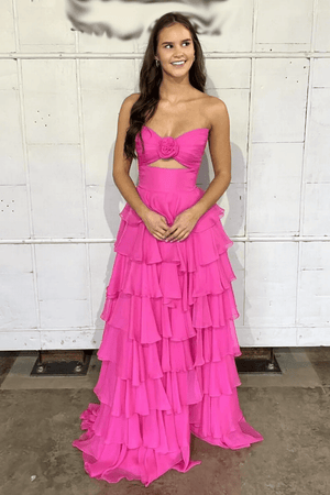 A-Line Strapless Strapless Layered Chiffon Sleeveless Formal Prom Dress – Prom Dresses by KissProm | Available at KissProm
