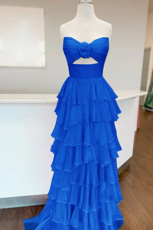 A-Line Strapless Strapless Layered Chiffon Sleeveless Formal Prom Dress – Prom Dresses by KissProm | Available at KissProm