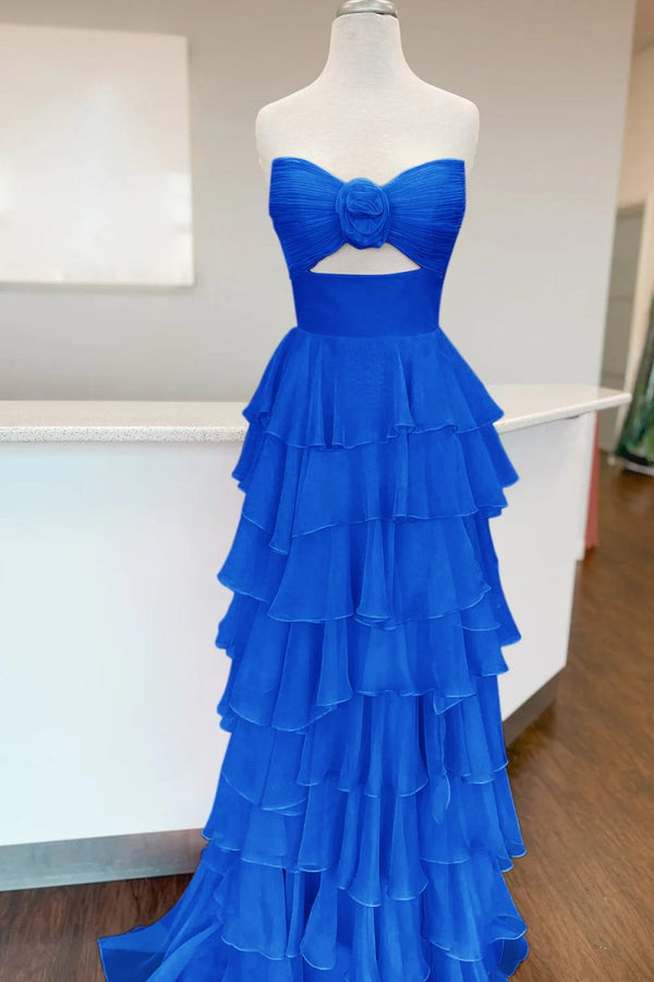 A-Line Strapless Strapless Layered Chiffon Sleeveless Formal Prom Dress – Prom Dresses by KissProm | Available at KissProm