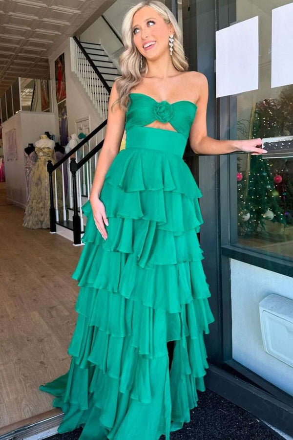 A-Line Strapless Strapless Layered Chiffon Sleeveless Formal Prom Dress – Prom Dresses by KissProm | Available at KissProm