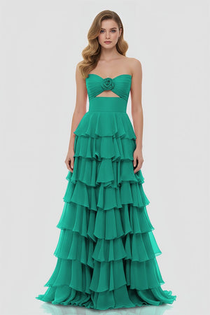 A-Line Strapless Strapless Layered Chiffon Sleeveless Formal Prom Dress – Prom Dresses by KissProm | Available at KissProm