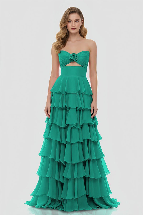 A-Line Strapless Strapless Layered Chiffon Sleeveless Formal Prom Dress – Prom Dresses by KissProm | Available at KissProm