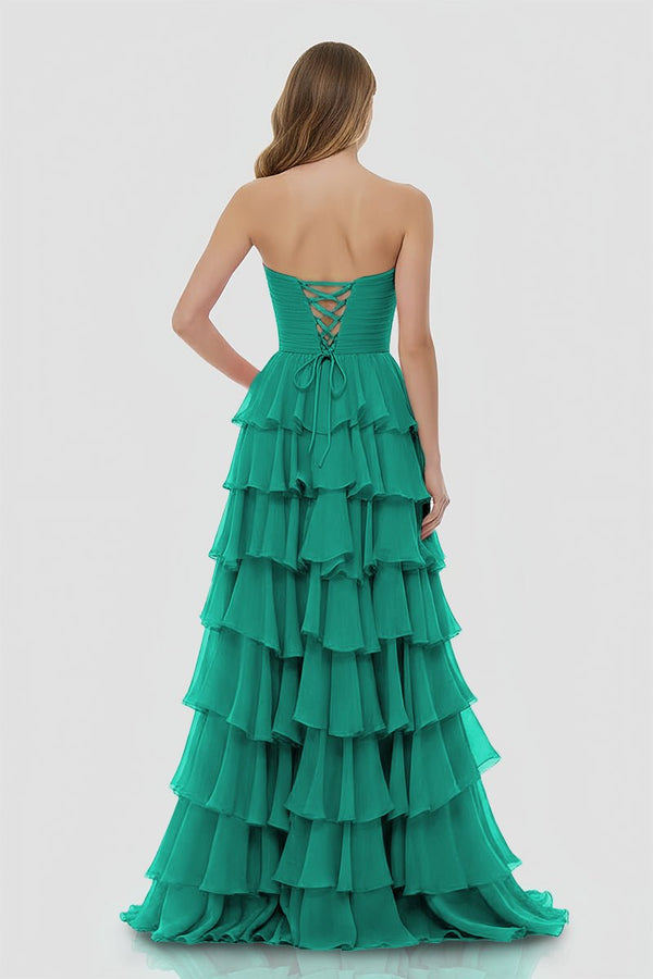 A-Line Strapless Strapless Layered Chiffon Sleeveless Formal Prom Dress – Prom Dresses by KissProm | Available at KissProm