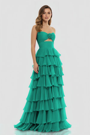A-Line Strapless Strapless Layered Chiffon Sleeveless Formal Prom Dress – Prom Dresses by KissProm | Available at KissProm