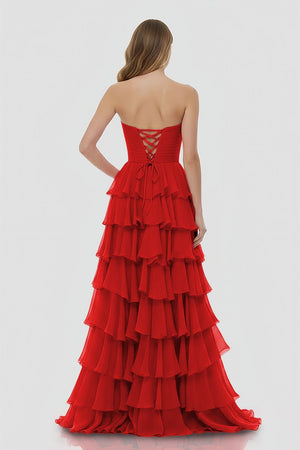 A-Line Strapless Strapless Layered Chiffon Sleeveless Formal Prom Dress – Prom Dresses by KissProm | Available at KissProm