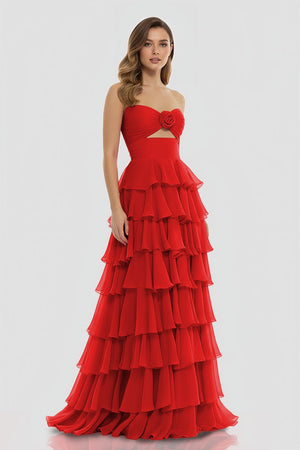 A-Line Strapless Strapless Layered Chiffon Sleeveless Formal Prom Dress – Prom Dresses by KissProm | Available at KissProm