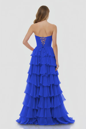 A-Line Strapless Strapless Layered Chiffon Sleeveless Formal Prom Dress – Prom Dresses by KissProm | Available at KissProm