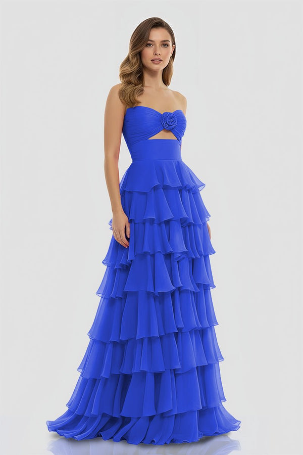 A-Line Strapless Strapless Layered Chiffon Sleeveless Formal Prom Dress – Prom Dresses by KissProm | Available at KissProm