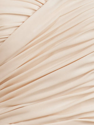Diopside | White - Strapless A-Line Satin Balloon Draped Homecoming Dress